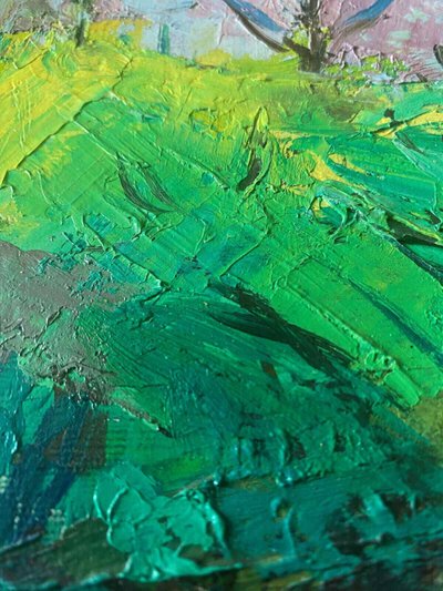 Painting "Reflets dans l'eau" HST from 1942 by Marcelle GUETTA-FATTAL (1922-2009)
