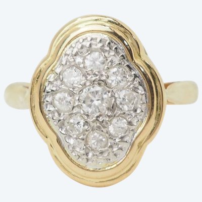 Anello vintage in oro giallo e diamanti