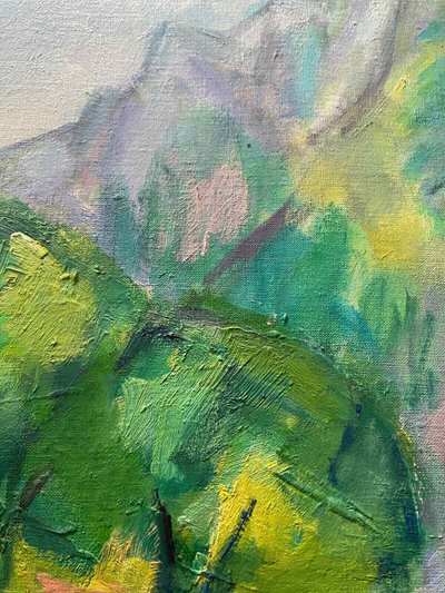 HST-Gemälde "Alpenlandschaft / Hochsavoyen" Marcelle GUETTA-FATTAL (1922-2009)