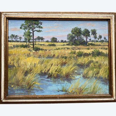 Gemälde Matthew Kalmenoff (1905-1986) Afrikanische Landschaft Orientalistisch