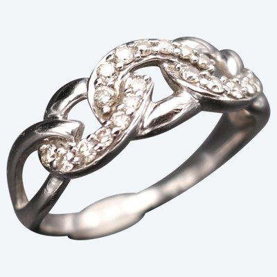 Gourmet-Ring mit Diamanten, 18 Karat Weißgold.