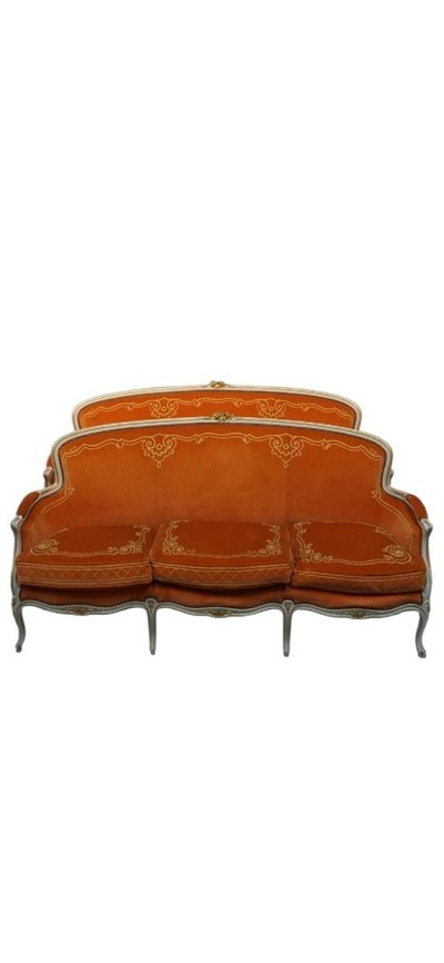 Maison Jansen pair of settees in gold rechampi lacquer