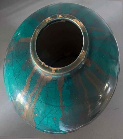 Antique gold enamel ball vase signed Sevres MNF France