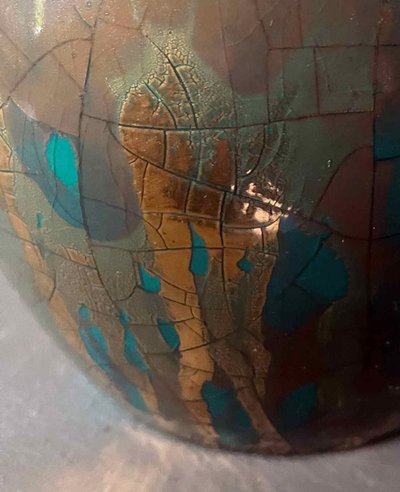 Antique gold enamel ball vase signed Sevres MNF France