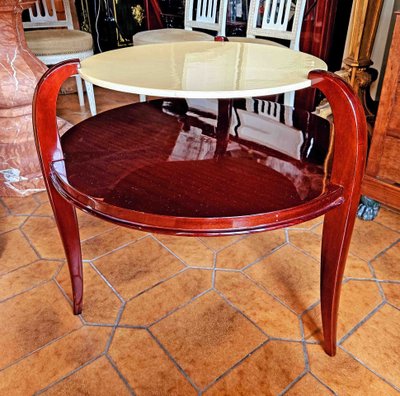 Table Basse Art Déco En Acajou Et Parchemin