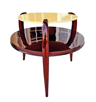 Table Basse Art Déco En Acajou Et Parchemin