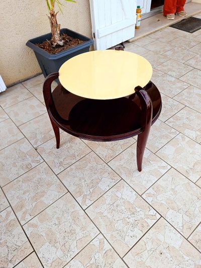 Table Basse Art Déco En Acajou Et Parchemin