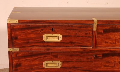 Cassettiera militare o della marina in mogano per ufficiali - XIX secolo