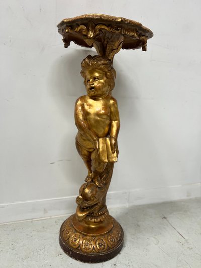 Display column in gilded carved wood XIX century