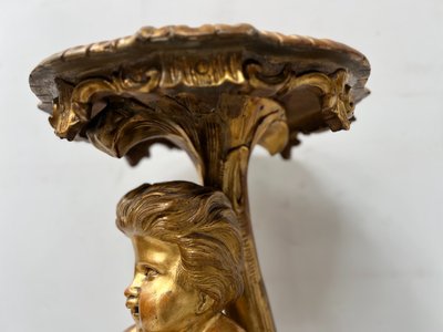 Display column in gilded carved wood XIX century