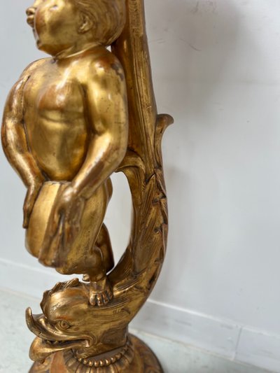 Display column in gilded carved wood XIX century
