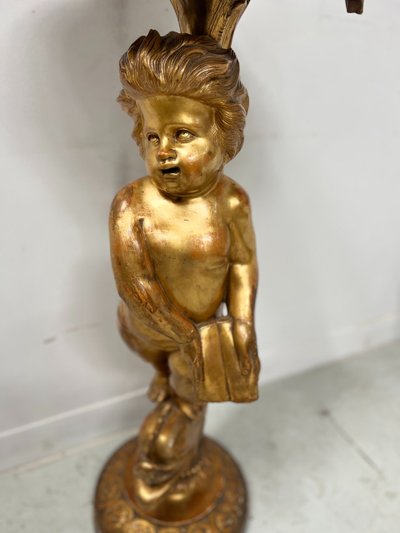 Display column in gilded carved wood XIX century