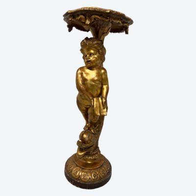 Display column in gilded carved wood XIX century