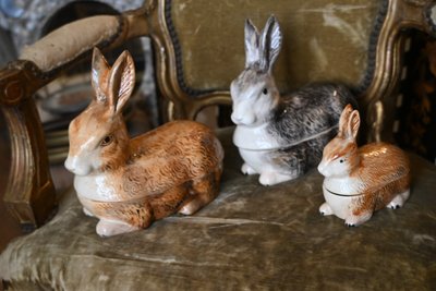 Suite of three rabbit-shaped terrines