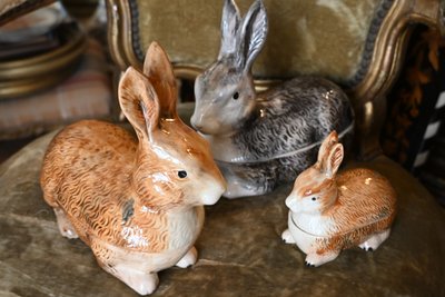 Suite of three rabbit-shaped terrines