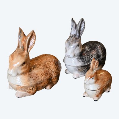 Suite of three rabbit-shaped terrines