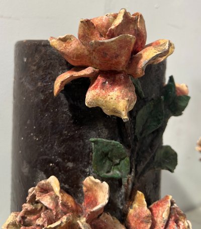 Pair of barbotine tube vases 20th century