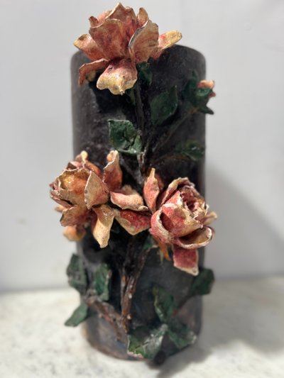 Pair of barbotine tube vases 20th century