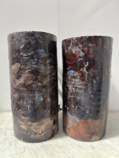 Pair of barbotine tube vases 20th century