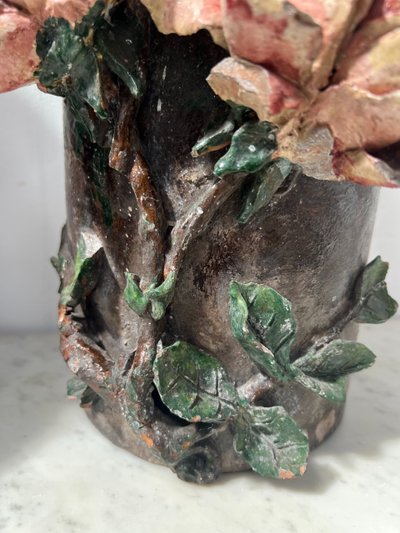 Pair of barbotine tube vases 20th century