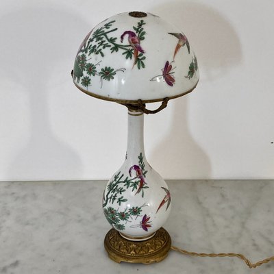 Mushroom lamp in Desvres porcelain