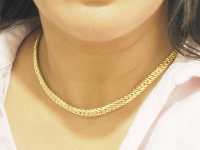 Collier maille anglaise en or jaune