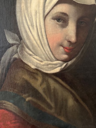 Portrait d’une jeune femme , école italienne fin17ème début 18 ème