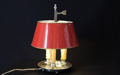 Desk, side table lamp  Silver plated metal 
