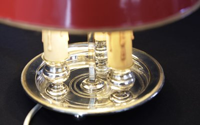 Desk, side table lamp  Silver plated metal 