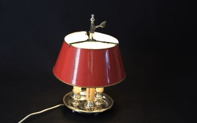 Desk, side table lamp  Silver plated metal 