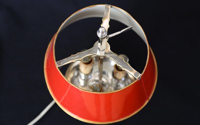 Desk, side table lamp  Silver plated metal 