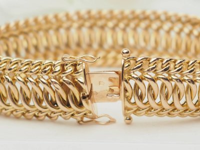 Bracelet maille américaine en or jaune