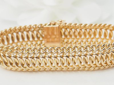 Bracelet maille américaine en or jaune