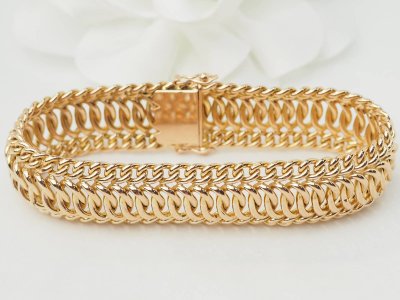 Bracelet maille américaine en or jaune