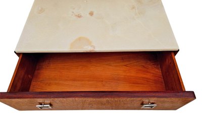 Commode Sauteuse Art Déco, Bois Exotique Et Bronze Argenté