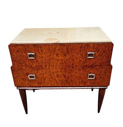 Commode Sauteuse Art Déco, Bois Exotique Et Bronze Argenté