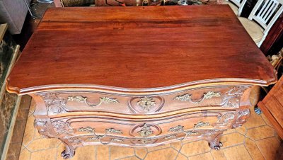Importante Commode Tombeau XVIIIème En Noyer