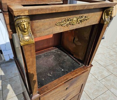 Barbière ép. Empire Retour d'Egypte En Acajou Et Bronze Doré