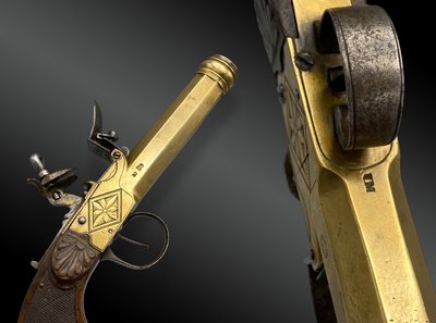 Pistola a pietra focaia da marina Belgio, XIX secolo