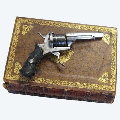 Libro segreto con spilla Revolver tipo Lefaucheux XIXe.