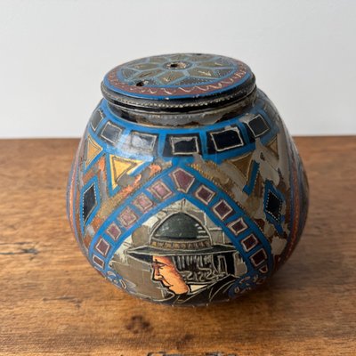 Lampe veilleuse Paul Fouillen Quimper en verre peint XXe