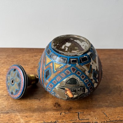 Lampe veilleuse Paul Fouillen Quimper en verre peint XXe