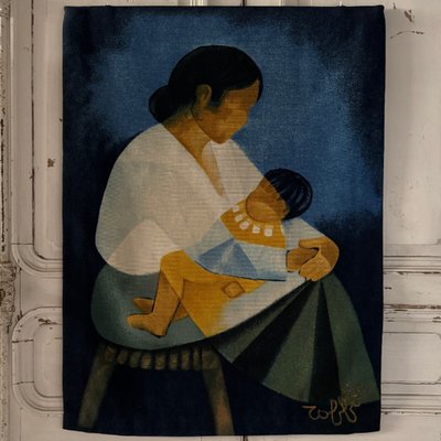 Tenderness wool tapestry by C Robert Four XXe