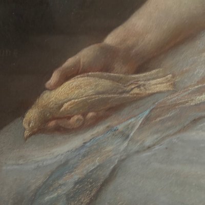 Porträt eines jungen Mädchens, Pastell auf Leinwand, Mitte des 19. Jahrhunderts, von Claude Gros