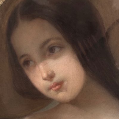 Porträt eines jungen Mädchens, Pastell auf Leinwand, Mitte des 19. Jahrhunderts, von Claude Gros
