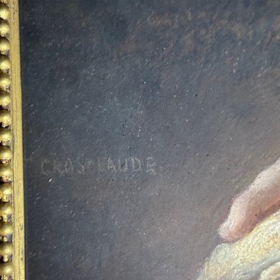 Porträt eines jungen Mädchens, Pastell auf Leinwand, Mitte des 19. Jahrhunderts, von Claude Gros