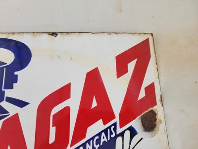 Emailleschild Werbung BUTAGAZ beidseitig h45 x l51