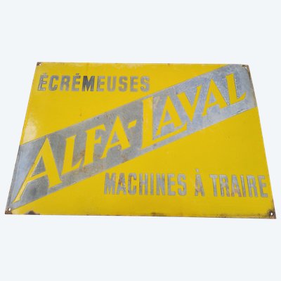 Plaque émailée Publicitaire  écremeuse ALFA-LAVAL machine à traire    H 40 x L 60 