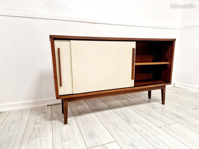 Buffet suédois vintage en teck Portes blanches