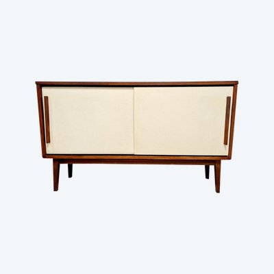 Buffet suédois vintage en teck Portes blanches